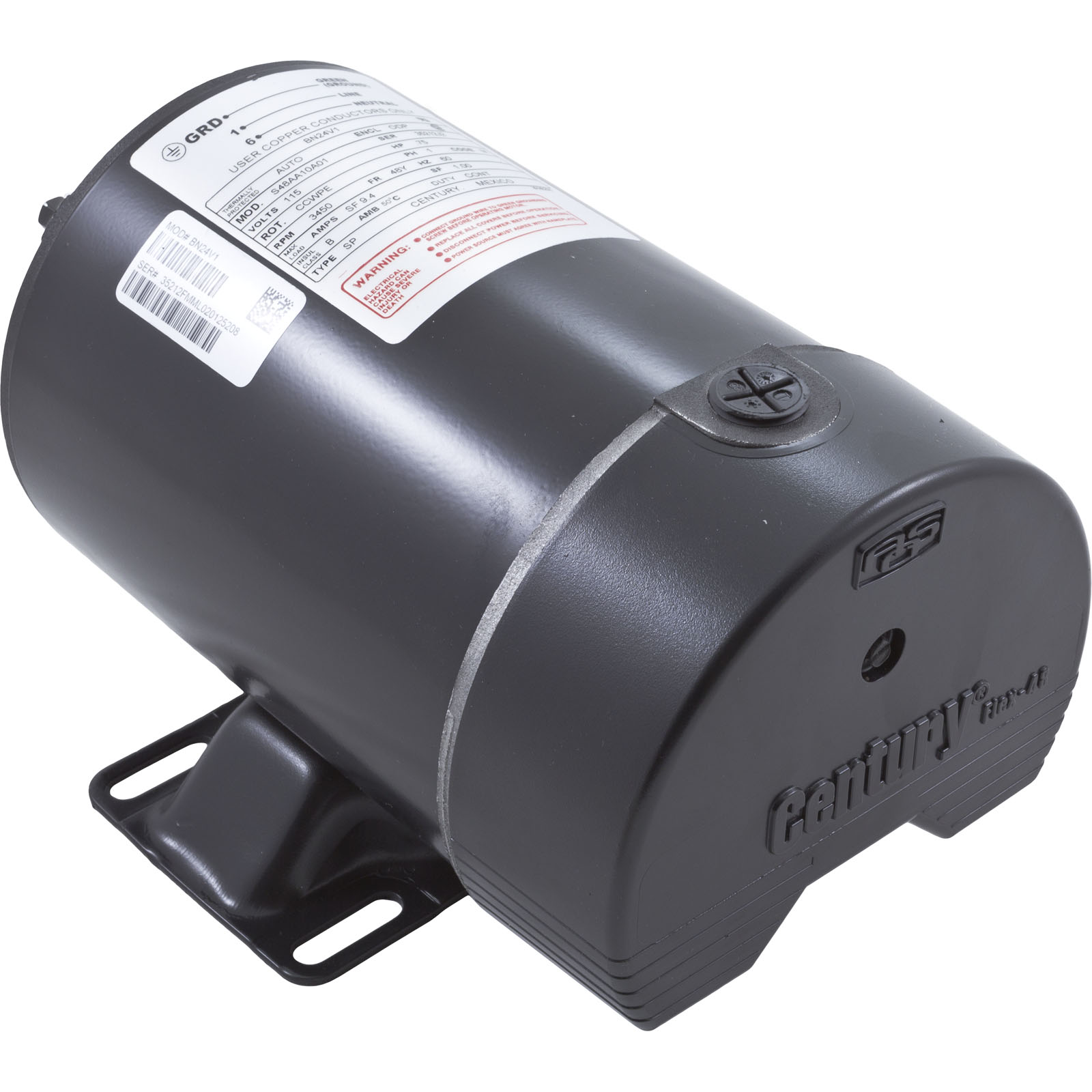 MOTOR, CENTURY, 0.75 HORSEPOWER, 115V, 1 SPEED, 48 FRAME 