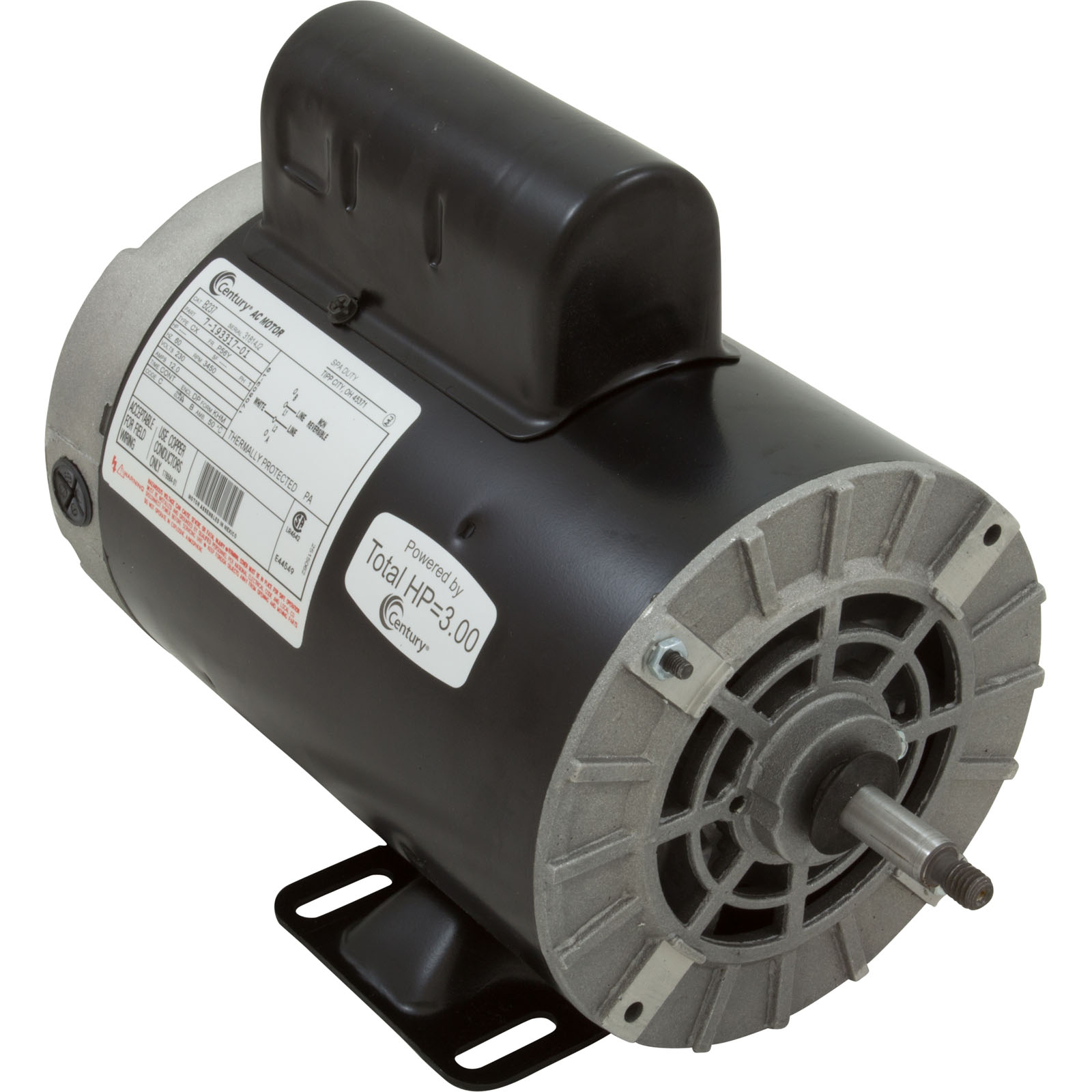 MOTOR, CENTURY, 3.0 HORSEPOWER, 230V, 1 SPEED, 56 Y FRAME | B237