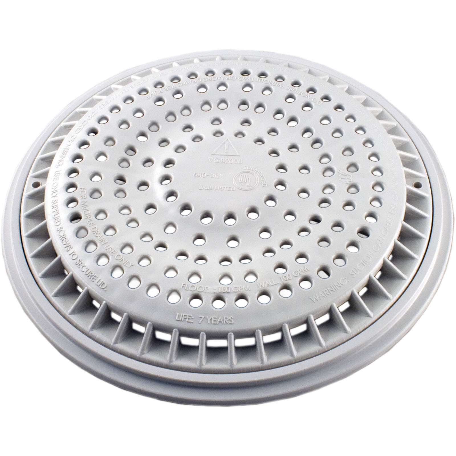 Picture of 640-3110V Main Drain Grate WW Anti Vortex 10" Rnd w/Collar White