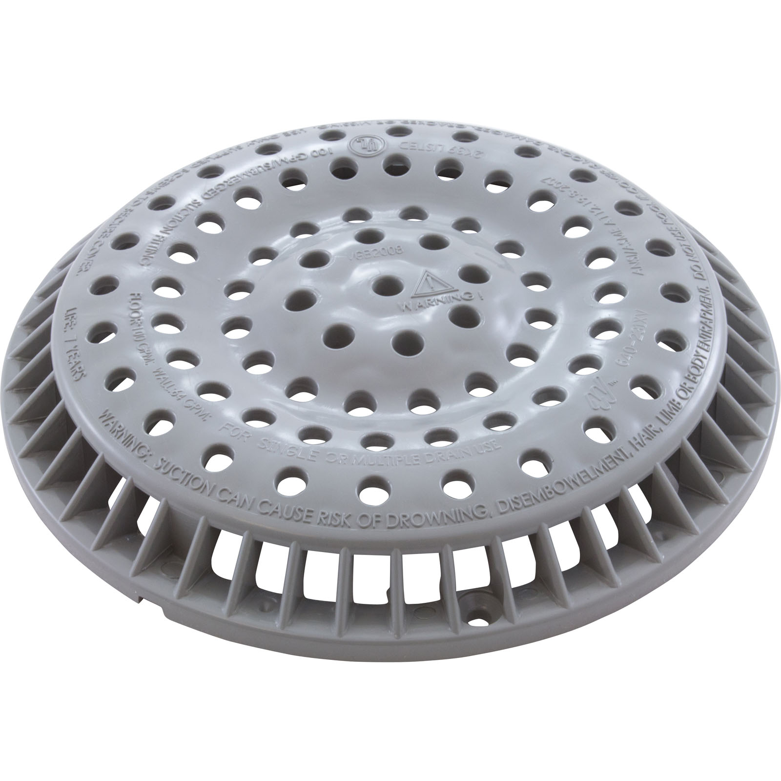 Picture of 640-2360 Main Drain Grate WW Anti Vortex Open w/Collar White