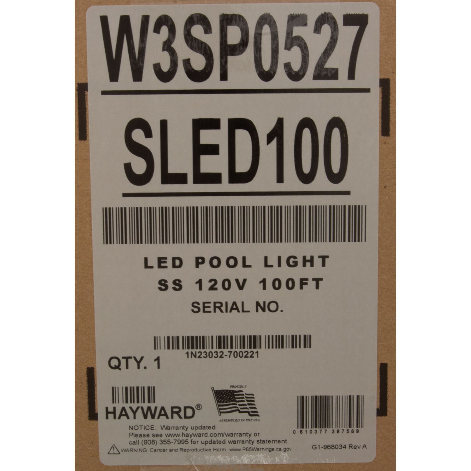 W3SP0527SLED100 Pool Light Hayward ColorLogic 4.0LED115v100' CordSS