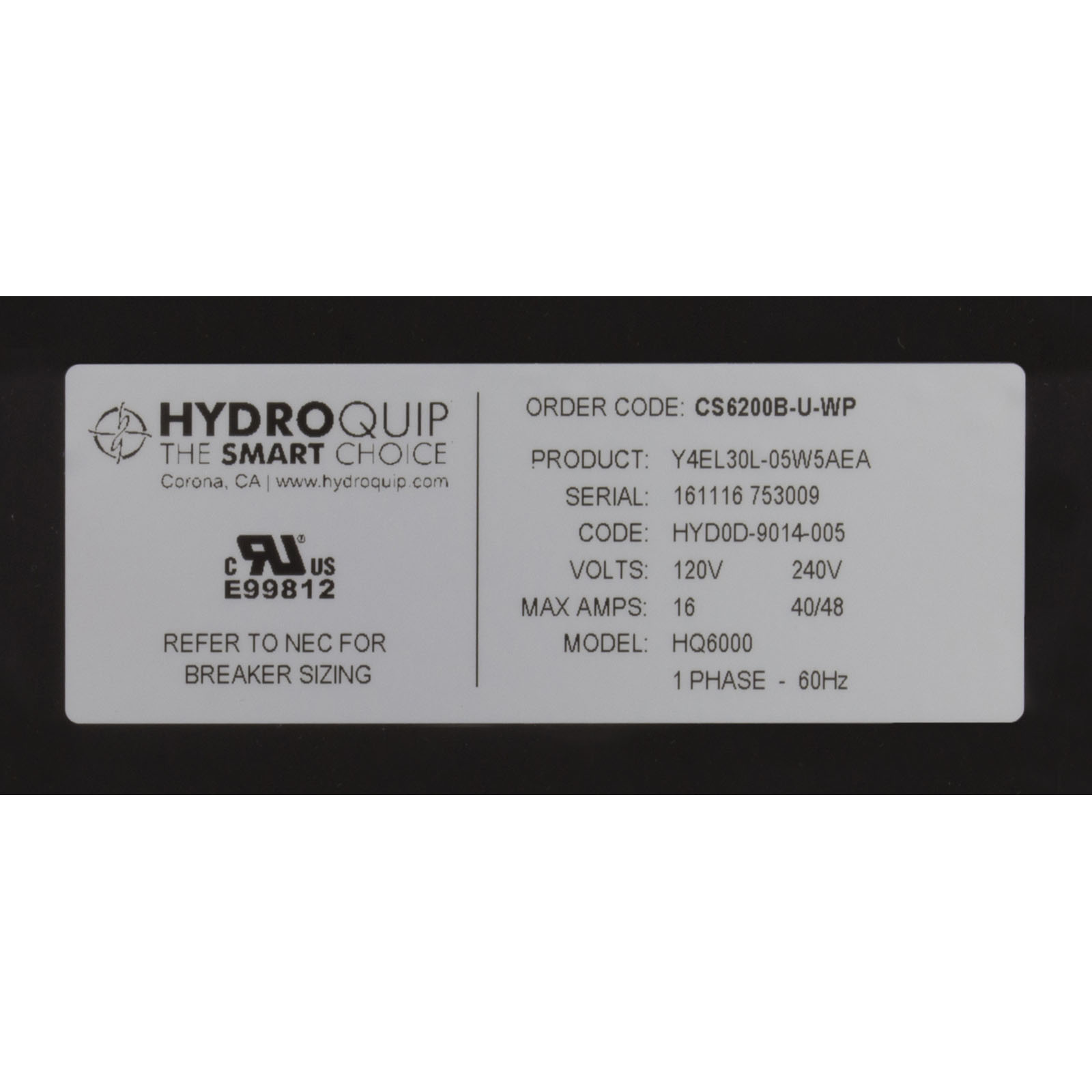 Picture of CS6200B-U-WP Control HQ CS6200B WaterPro P1 P2/Bl Oz Lt 5.5kWVL200