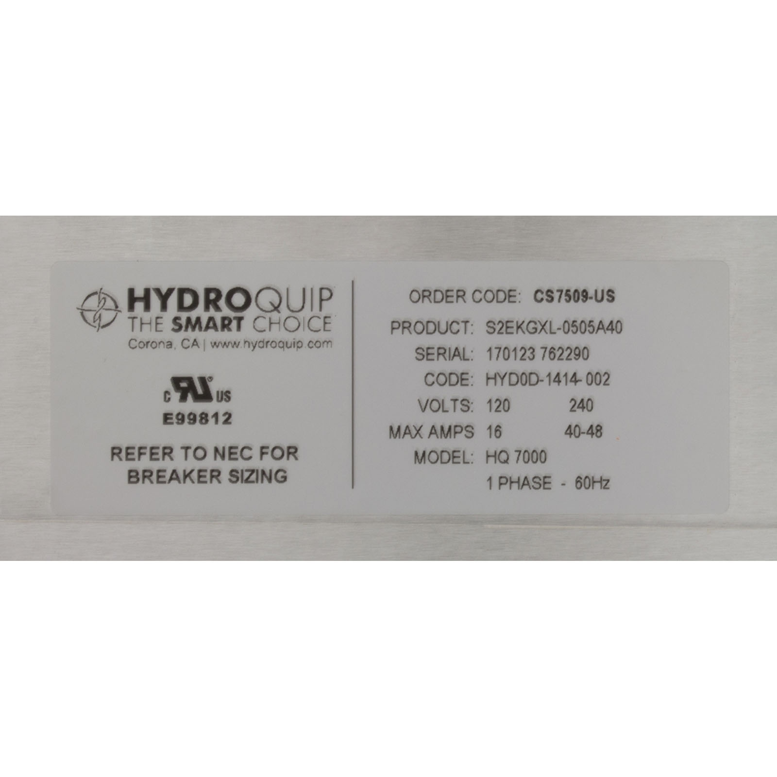 Picture of CS7509-US Control H-Q CS7509-US P1 Bl Oz Cp 5.5kW Eco 6
