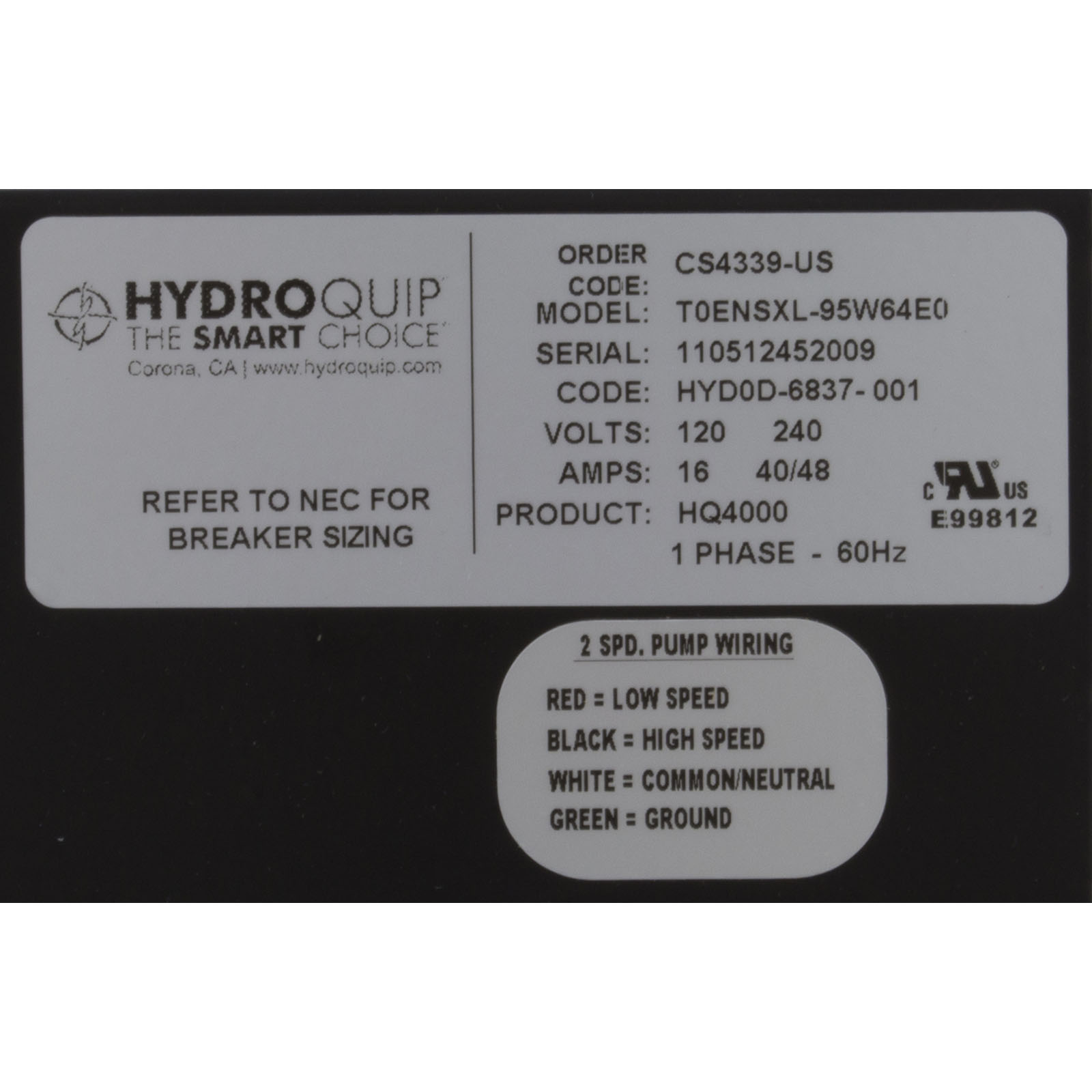 Picture of CS4339-US Control H-Q CS4339-US P1 P2 2-Spd Bl CpOz5.5kW Eco 3
