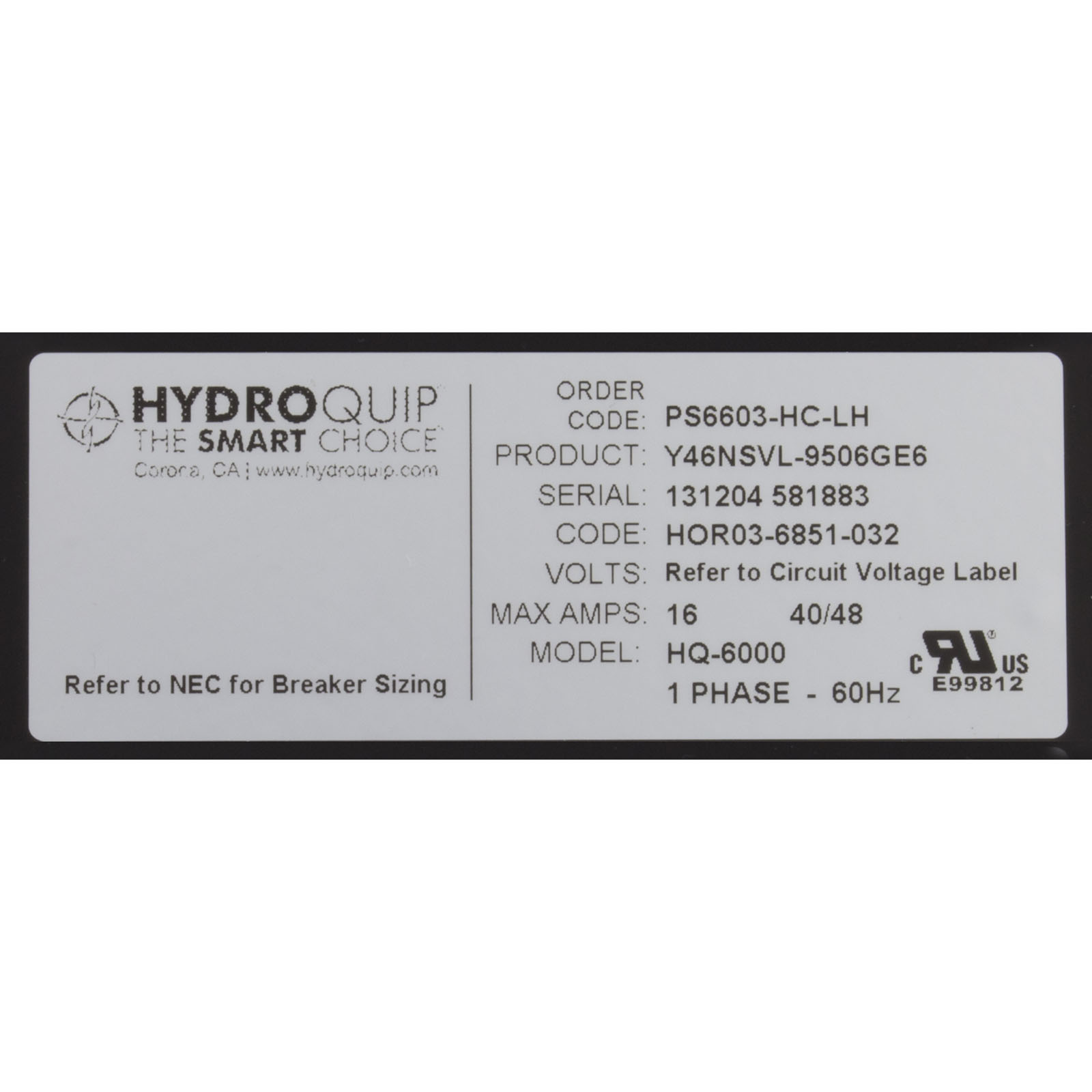 Picture of PS6603-HC-LH ControlHQ PS6603-HC-LHP2 2SpdBlOzLtLH115v/230vHCGFCI