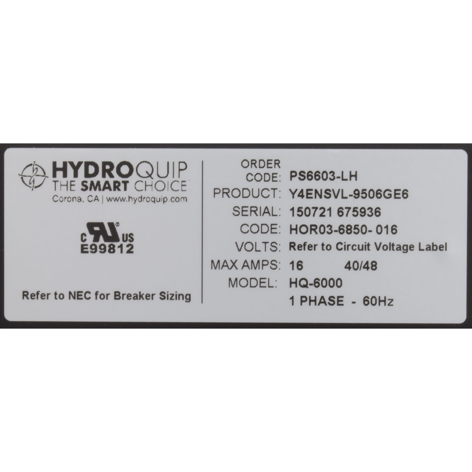 Picture of  Control H-Q PS6603HS30 P2 2-spdBlOzLtCp 4.0kw K-35