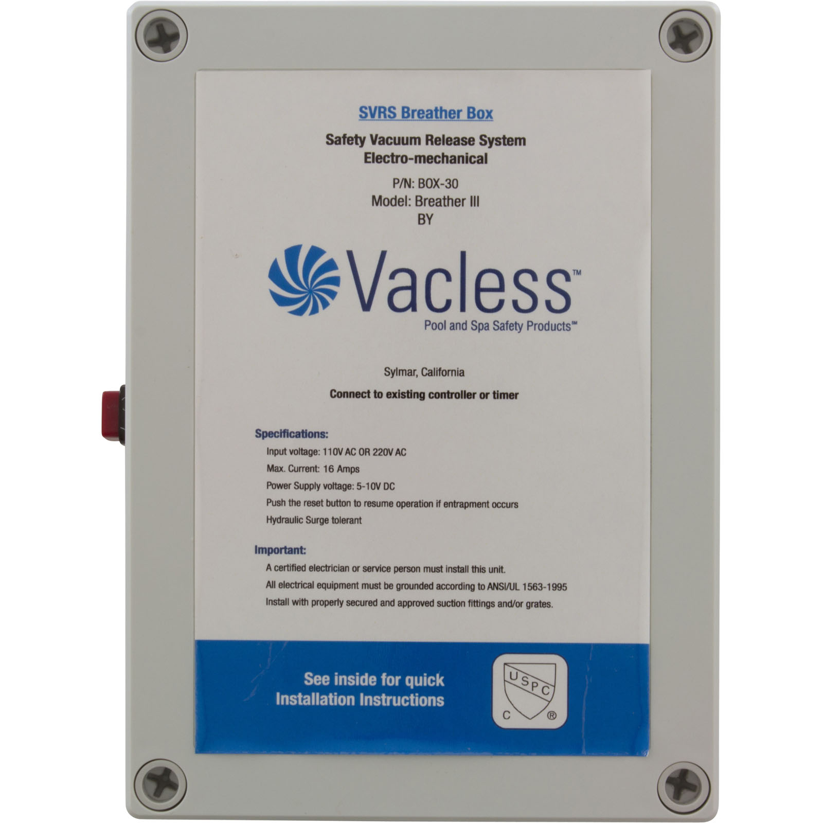 Picture of SVRS30 Vacuum Release Vacless SVRS Non-Adj Electric Ctr Thd