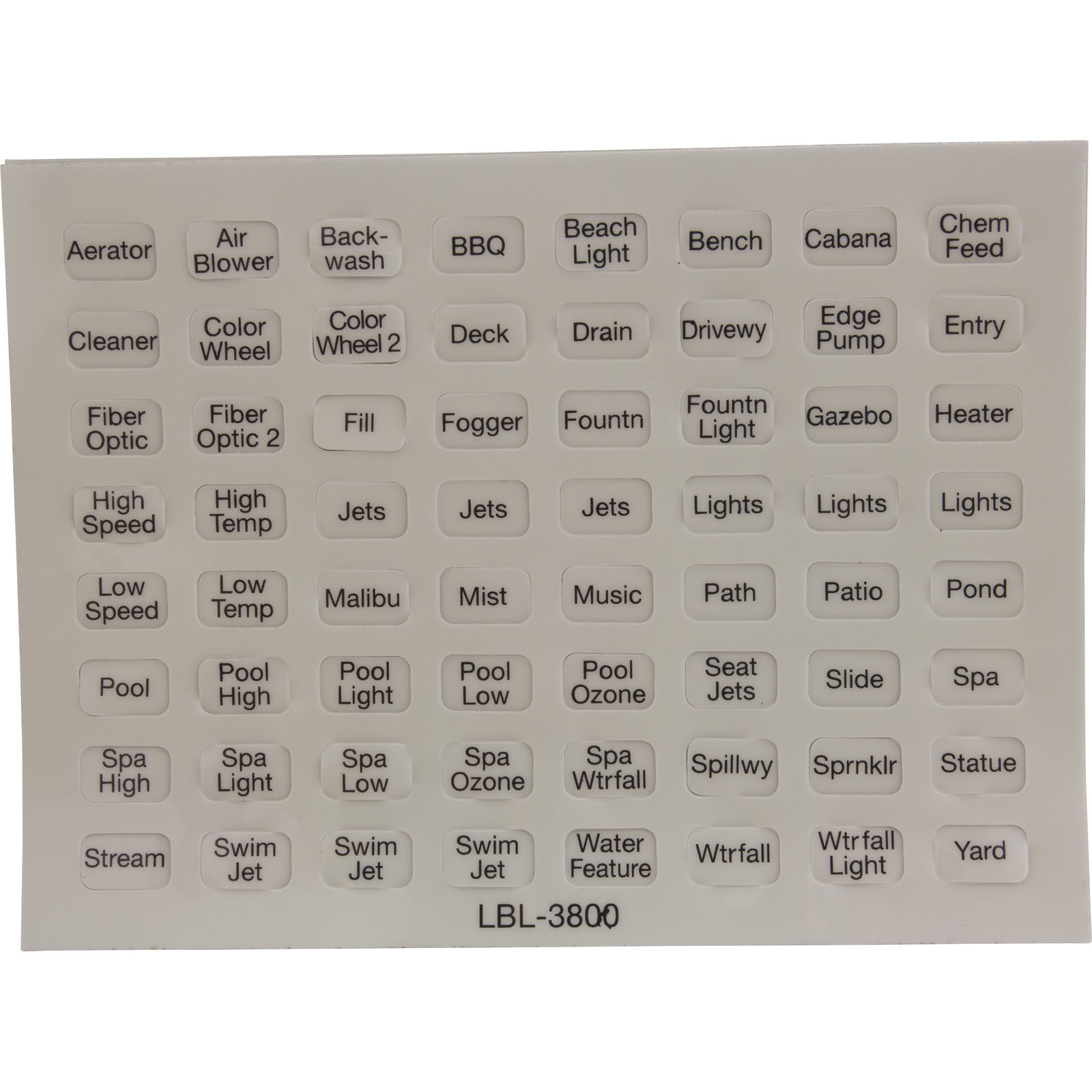 Spas & Pools LBL3800 Label Pentair Compool Indoor Control Panel CP3800