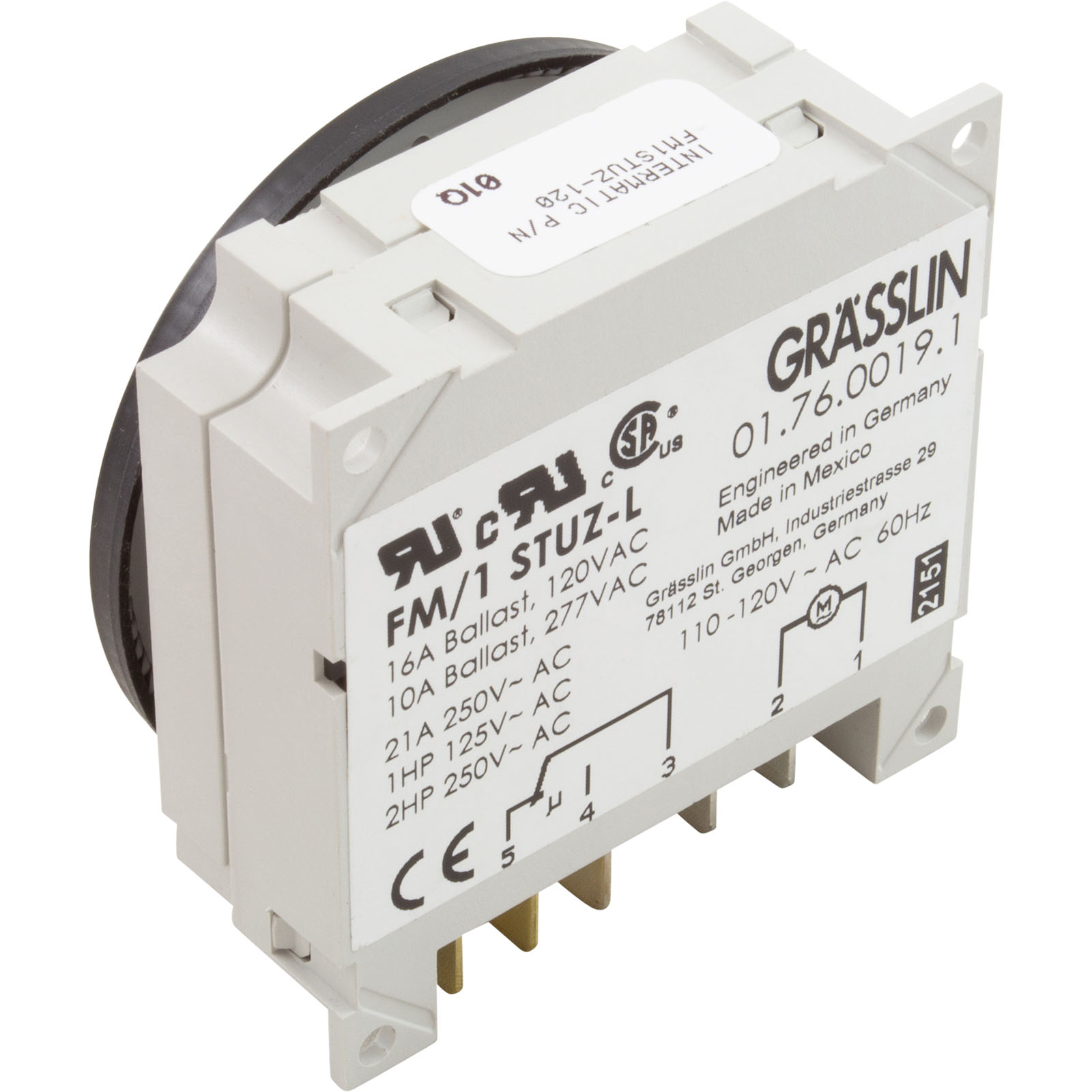 Picture of FM/1 STUZ 120V Timer Grasslin SPDT Panel Mount 115v 24hr