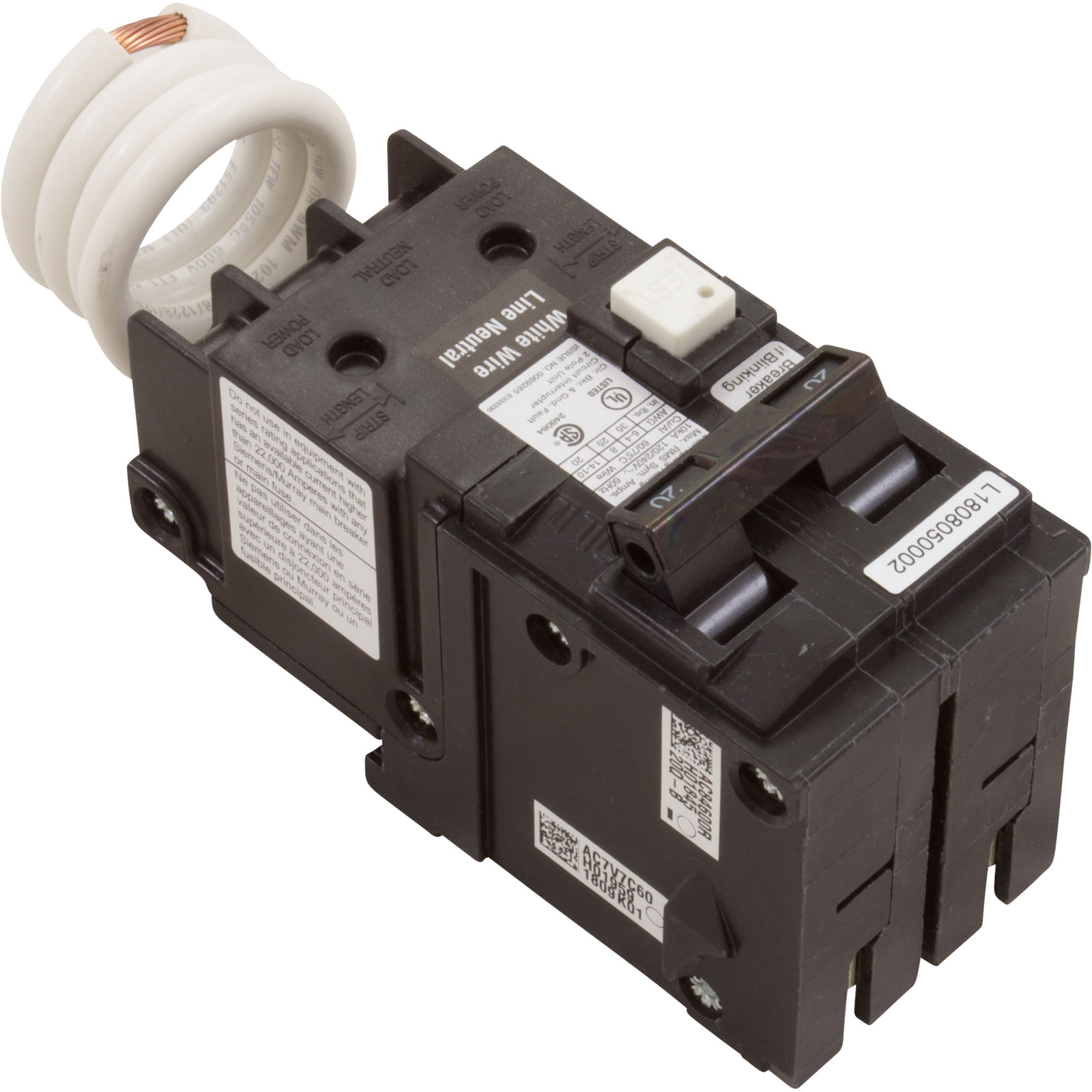 Picture of PA220GF GFCI Circuit Breaker 20A 115v/230v Double Pole