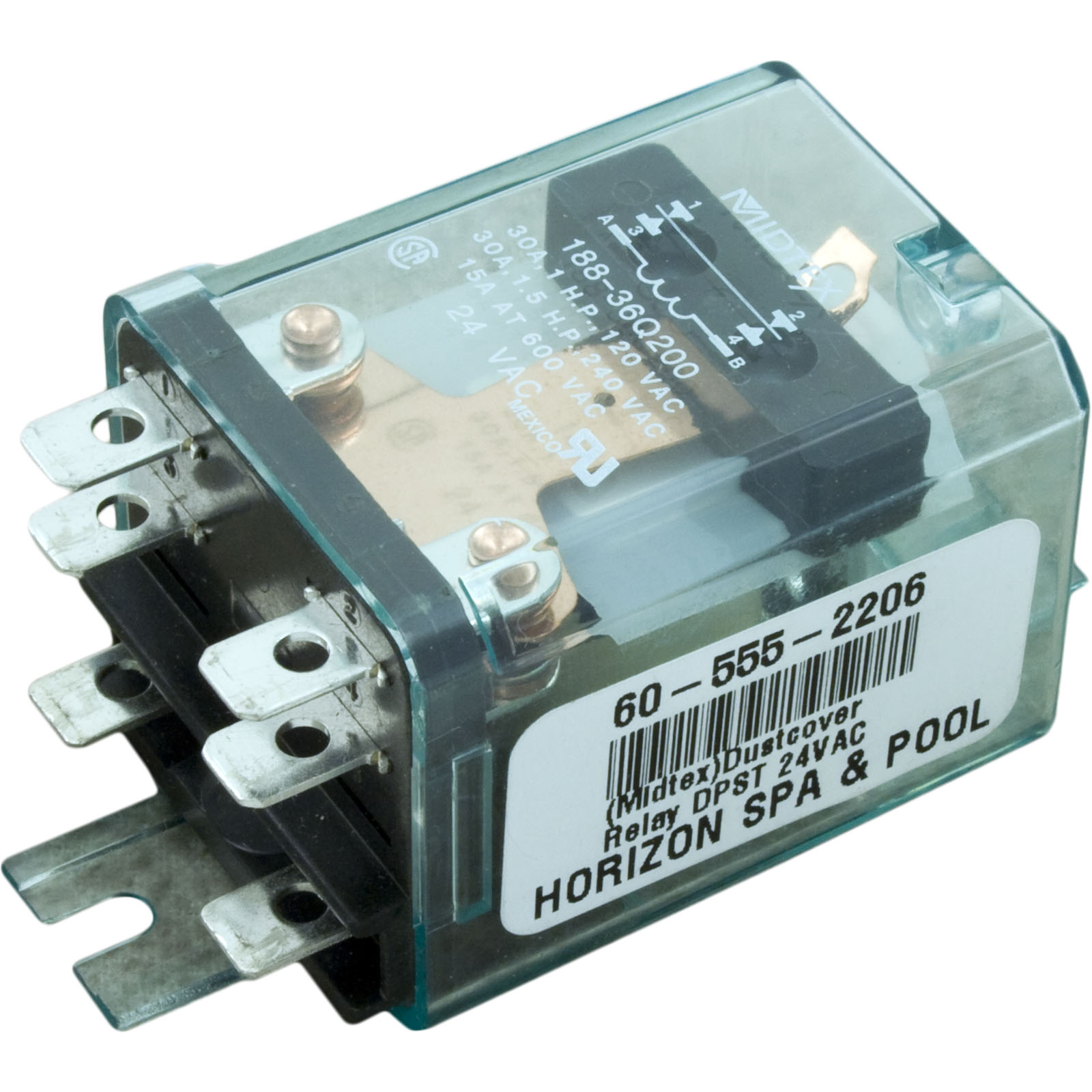 Picture of 18836Q200 Relay Midtex DPST 24vac Dustcover