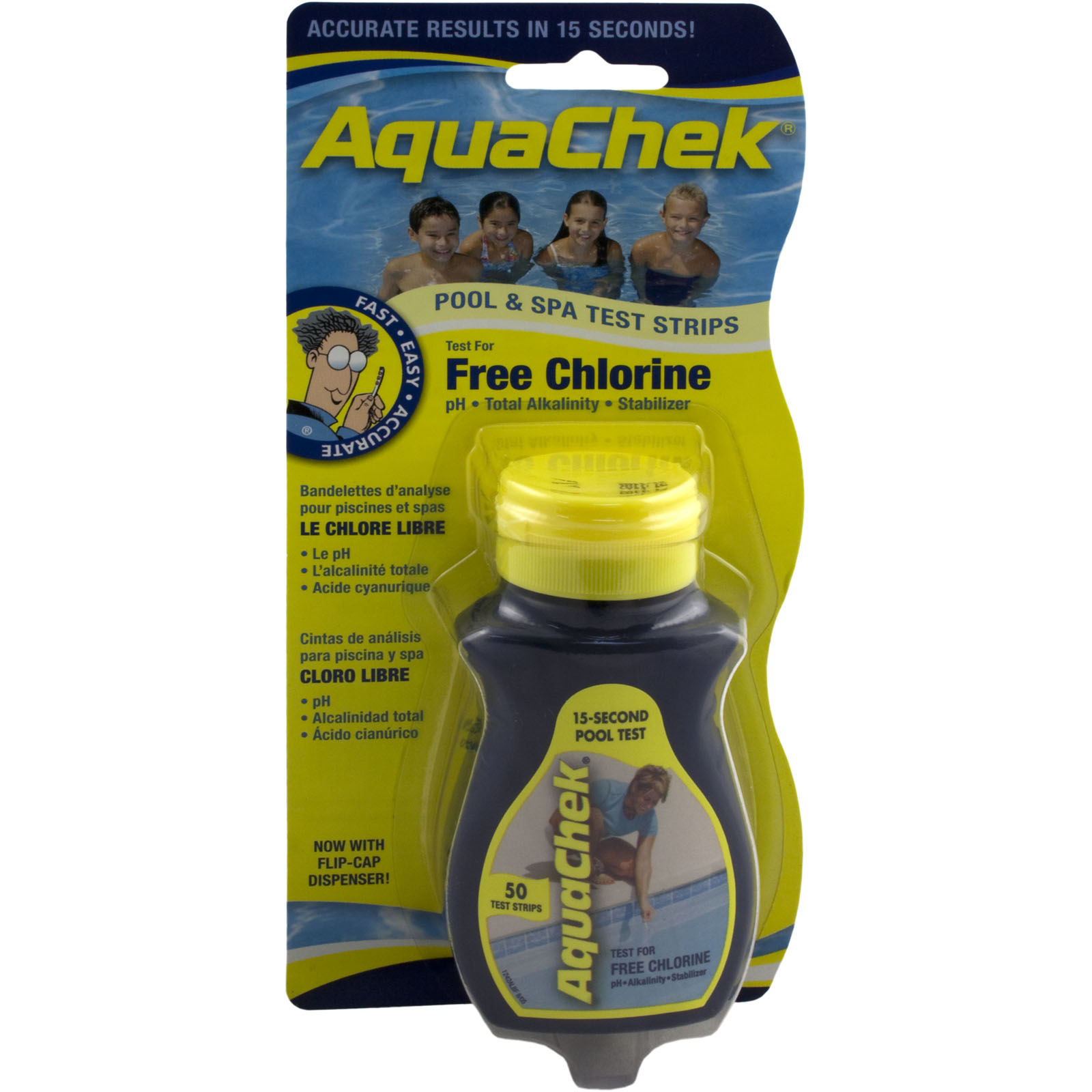 Picture of 511242A Test Strips AquaChek Yellow 4-in-1 Free Chlorine 50 ct