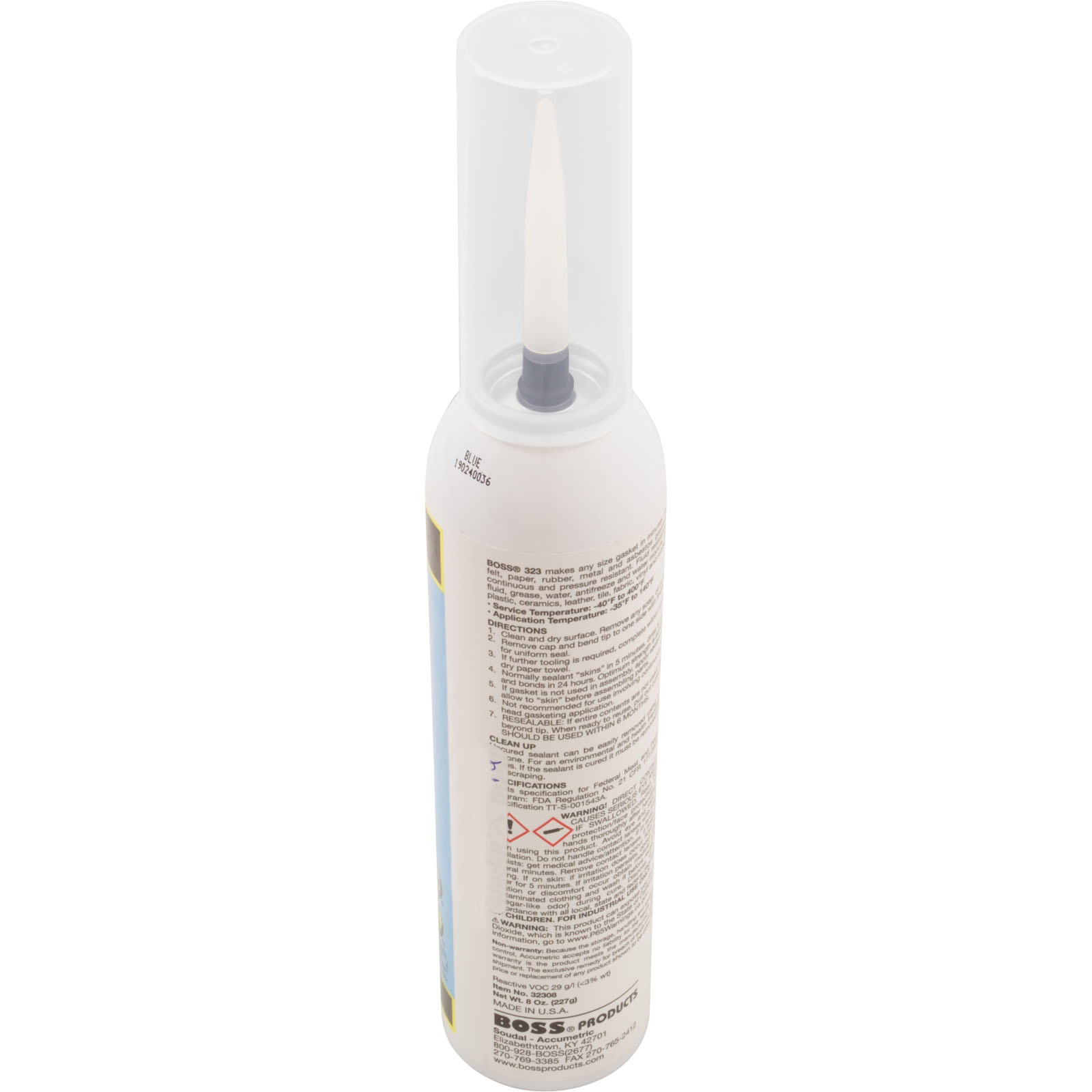 Picture of 32308 Silicone Boss 323 Hi-Temp Gasket Maker 8 oz. Can Blue