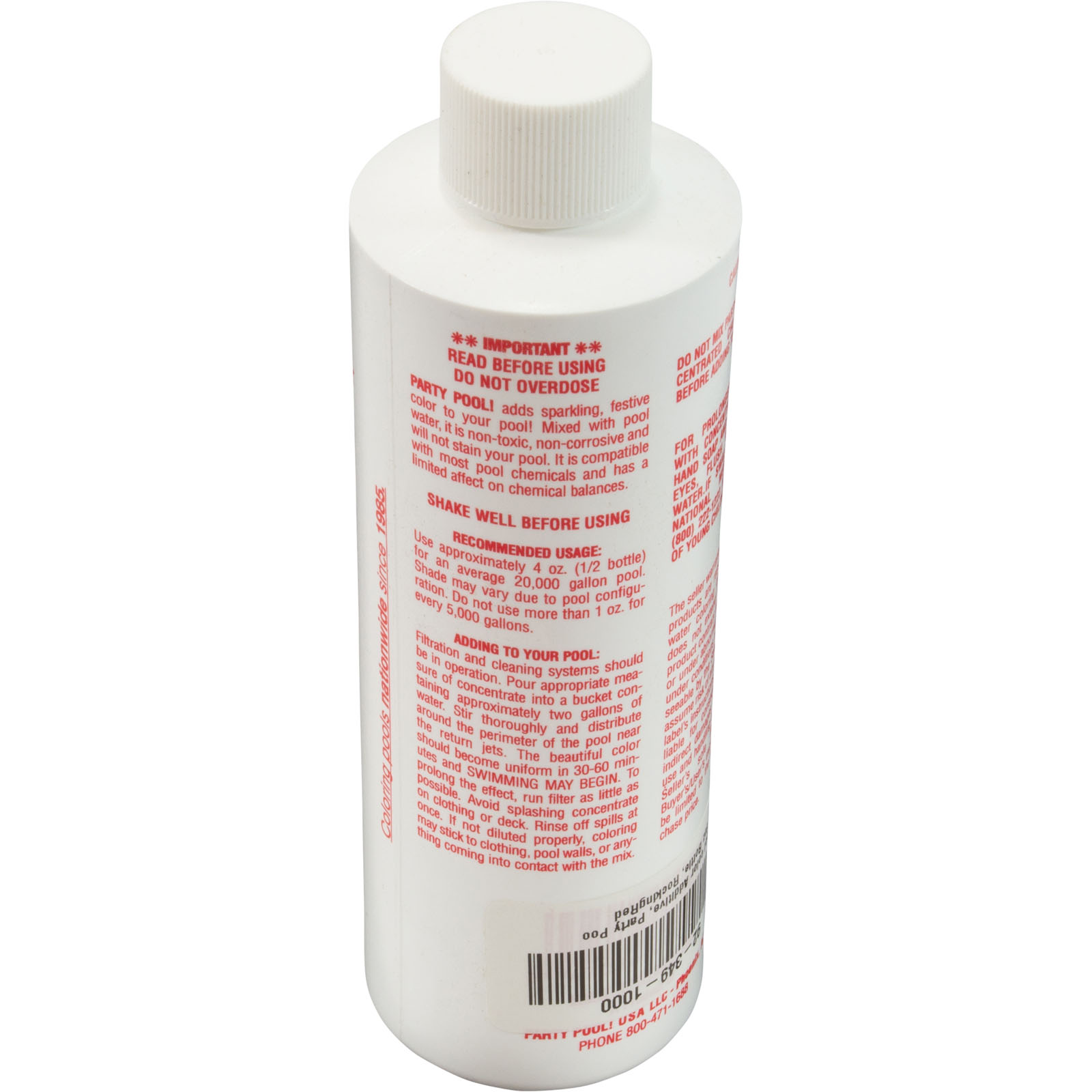 Picture of ROCKINRED Pool color Additive Party Pool 8oz Bottle RockingRed