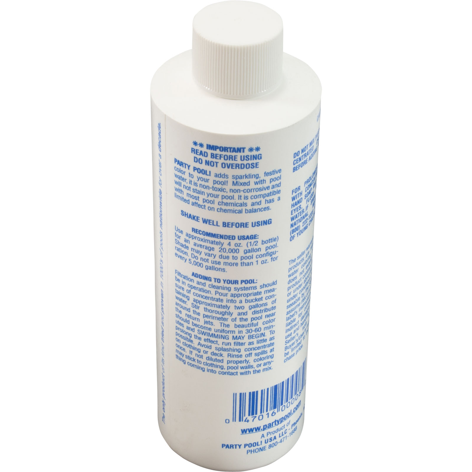 Picture of BLUELAGOON Pool color Additive Party Pool 8oz Bottle BlueLagoon